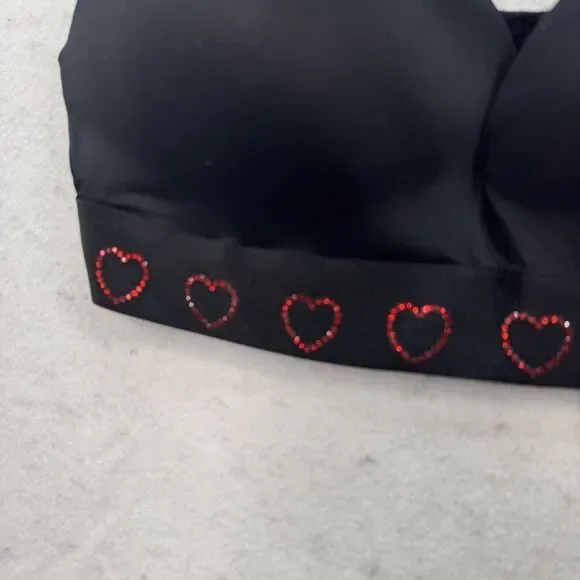 NEW - Victoria's Secret PINK Wear Everywhere Push Up Bra Size 36D Black Hearts - Picture 6 of 11